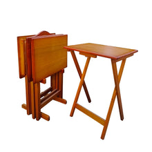 Load image into Gallery viewer, Folding Trays With Storage Rack Snack Table (Set of 4) - Honey