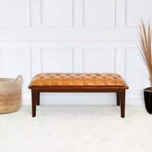 Load image into Gallery viewer, Arden - Bench With Buttons - Brown / Rustic / Tan