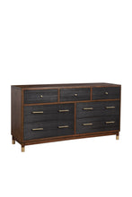 Load image into Gallery viewer, Solid Wood Seven Drawer Double Dresser - Brown / Black