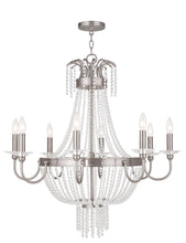 Load image into Gallery viewer, 33" Eight Light Metal Dimmable Chandelier With Shades - Nickel / Clear