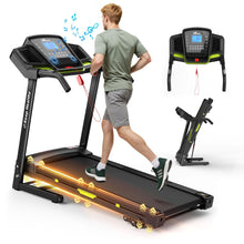 Load image into Gallery viewer, Foldable Treadmill With Incline For Home, Electric Running Machine With Speed Control, Pulse Monitor, 12 Training Programs - Black