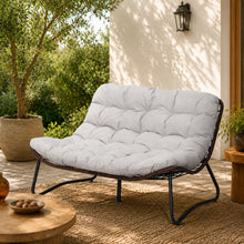 Load image into Gallery viewer, Patio Loveseat Sofa With Extra Thick Tufted Cushion - Brown