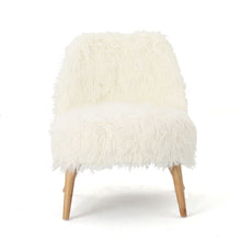 Load image into Gallery viewer, Modern Glam Club Chair With Shaggy Textures - White