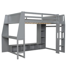 Load image into Gallery viewer, Gaming Loft Bed With Desk, Multi Storage Shelves, LED Lighting, And Hanging Clothes Rack