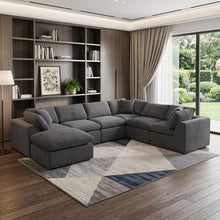 Load image into Gallery viewer, Corduroy Modular Sofa Chaise With Ottoman Toss Pillows (725208) - Dark Gray