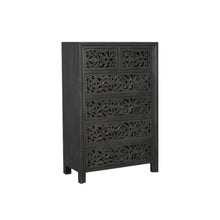 Load image into Gallery viewer, 35" Carved Floral Solid Wood Six Drawer Dresser - Black