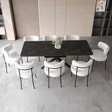 Load image into Gallery viewer, Extendable Dining Table Set With Curved Backrest Upholstered Chairs
