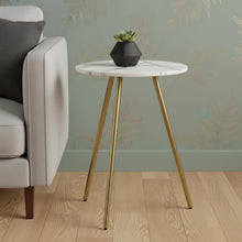 Load image into Gallery viewer, Stone And Metal Tray Table (605373) - White / Gold