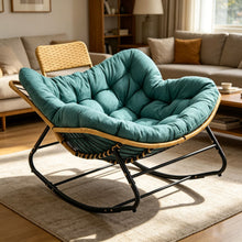 Load image into Gallery viewer, Oversized Papasan Rocking Chair Outdoor With Thick Cushion
