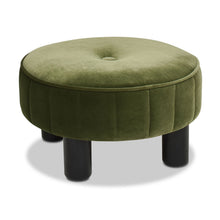 Load image into Gallery viewer, Riley - Round Footstool Ottoman - Olive Green