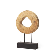 Load image into Gallery viewer, Log Cross Section Tabletop Sculpture - Brown / Black