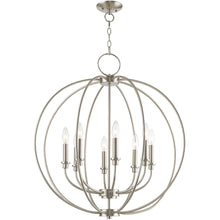 Load image into Gallery viewer, 30" Eight Light Dimmable Chandelier With Shades - Nickel