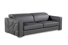 Load image into Gallery viewer, Top Grain Leather Reclining Solid Wood Sofa - Dark Gray