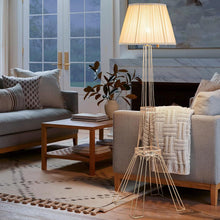 Load image into Gallery viewer, LED Light Changing Eiffel Tower Floor Lamp With Ivory Shade - Brass