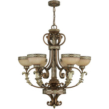 Load image into Gallery viewer, 35" Six Light Metal Dimmable Chandelier With Shades - Bronze