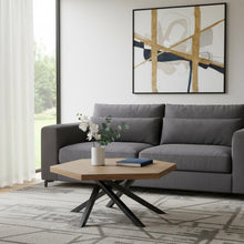 Load image into Gallery viewer, Solid Wood And Iron Free Form Coffee Table - Brown And Dark Gray