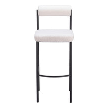 Load image into Gallery viewer, 30" Shearling And Steel Low Back Bar Height Bar Chairs (Set of 2) - Ivory / Black