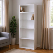 Load image into Gallery viewer, Adjustable Five Tier Bookcase - White