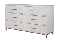 Load image into Gallery viewer, Wood 6 Drawer Double Dresser - White