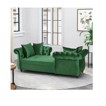 Load image into Gallery viewer, Lunarix - Velvet Fabric Chaise Lounge With Diamond Stitching And Turned Legs - Emerald