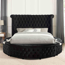 Load image into Gallery viewer, Glam Button Tufted Wingback Round Bed With Storage And USB Ports