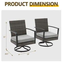 Load image into Gallery viewer, Swivel Rocker Patio Chairs With Cushions, All Weather (Set of 2) - Gray
