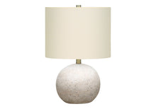 Load image into Gallery viewer, 20" Concrete Round Table Lamp With Ivory Drum Shade - Gray