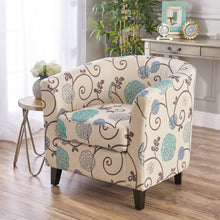 Load image into Gallery viewer, Club Chair With Floral Pattern And Solid Wood Legs - Multi Color
