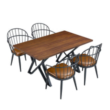 Load image into Gallery viewer, 5 Piece Industrial Style Indoor Upholstered Dining Set With Metal Legs - Brown
