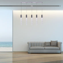 Load image into Gallery viewer, Metal Five Light Dimmable Chandelier With Shades - Silver / Clear