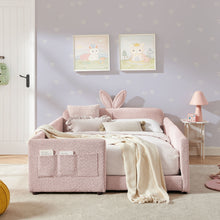 Load image into Gallery viewer, Cute Rabbit Ear Upholstered Platform Bed Frame With Safety Rail