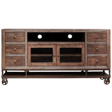 Load image into Gallery viewer, Solid Wooden Cabinet Enclosed Storage, Distressed TV Stand - Brown