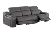 Load image into Gallery viewer, 103" Modern Italian Leather Reclining USB Sofa - Dark Gray