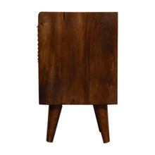 Load image into Gallery viewer, 20" Solid Wood Carved Geometric One Drawer Nightstand - Chestnut And Gold