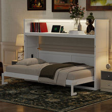 Load image into Gallery viewer, Murphy Bed With Desk, LED Light And USB Charging Station