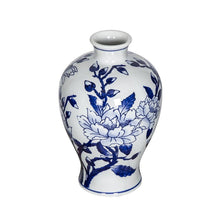 Load image into Gallery viewer, Floral Round Porcelain Table Vase - Blue / White