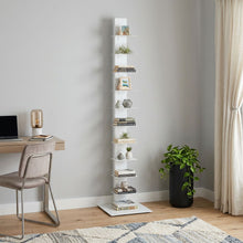 Load image into Gallery viewer, Ten Shelf Modern Tower Bookcase - White