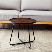 Load image into Gallery viewer, 24" Wood And Metal Round Cross Legs Coffee Table - Black