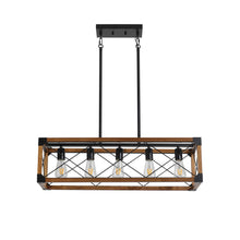 Load image into Gallery viewer, 33" Five Light Metal Chandelier With Shades - Brown