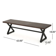 Load image into Gallery viewer, Modern Aluminum Outdoor Dining Bench With X Base