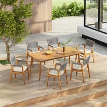 Load image into Gallery viewer, Outdoor 7 Piece Dining Set With Rope Woven Armchairs