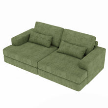 Load image into Gallery viewer, Corduroy Modular Stainless Steel Sleeper Sofa With Toss Pillows - Green