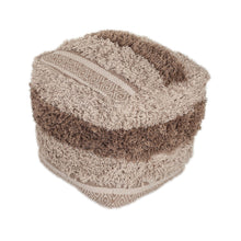 Load image into Gallery viewer, Boho Shaggy Textured Pouf - Khaki