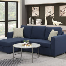 Load image into Gallery viewer, Reversible Sectional With Pop Up Sleeper And Hidden Storage Chaise - Navy