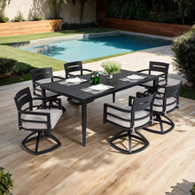 Load image into Gallery viewer, Outdoor Modern Dining Set, Chairs Sunbrella Cushioned And Dining Table With Umbrella Hole