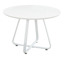 Load image into Gallery viewer, 43" Wood And Metal Sled Base Round Top Dining Table - White
