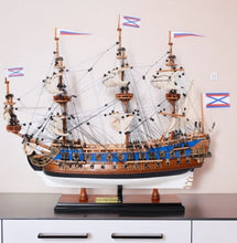 Load image into Gallery viewer, Hand Painted 1700 Goto Predestination Medium Model Boat - Blue / Brown