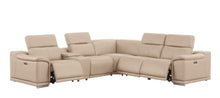 Load image into Gallery viewer, Leather Modular L Shaped Six Piece Corner Sectional With Console - Beige