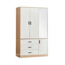 Load image into Gallery viewer, 71" Mirro Three Door Three Drawer Combo Dresser - White And Natural
