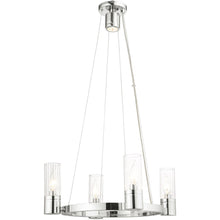 Load image into Gallery viewer, Four Light Metal Dimmable Chandelier With Shades - Silver / Clear